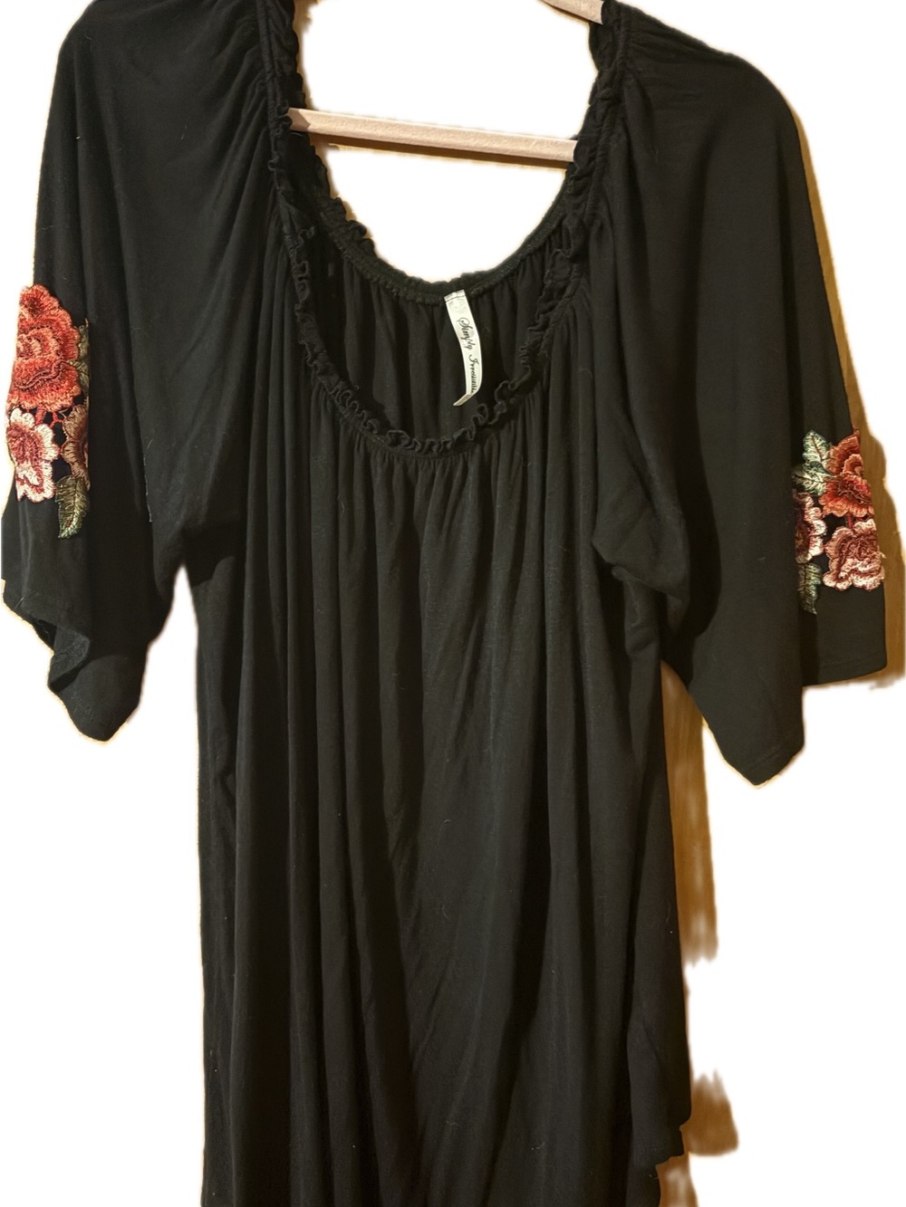 Simply Irresistible Black Tunic with Rose Sleeve Embroidery